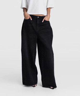 KBB by KAHLANA Women's Low-Rise Wide Leg 'The Rachel Jean' - Black 8 * 475-5