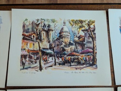 SET OF 9 Marius Girard PARIS Prints 9½" x 12½" MCM Vintage FRENCH Watercolor - Picture 8 of 11