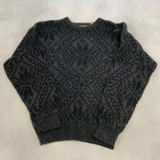 Vintage Knitted Jumper Abstract Patterned Grandad Knit Sweater Men's L