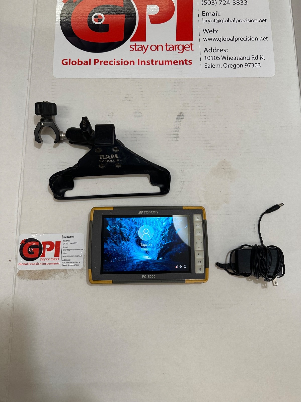 Topcon FC-5000 Data Collector w/ Magnet Field v4.3 SW, RAM Mount, and Charger