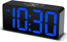 Small Digital Alarm Clock for Bedroom, Large Big Numbers Display with Brightness