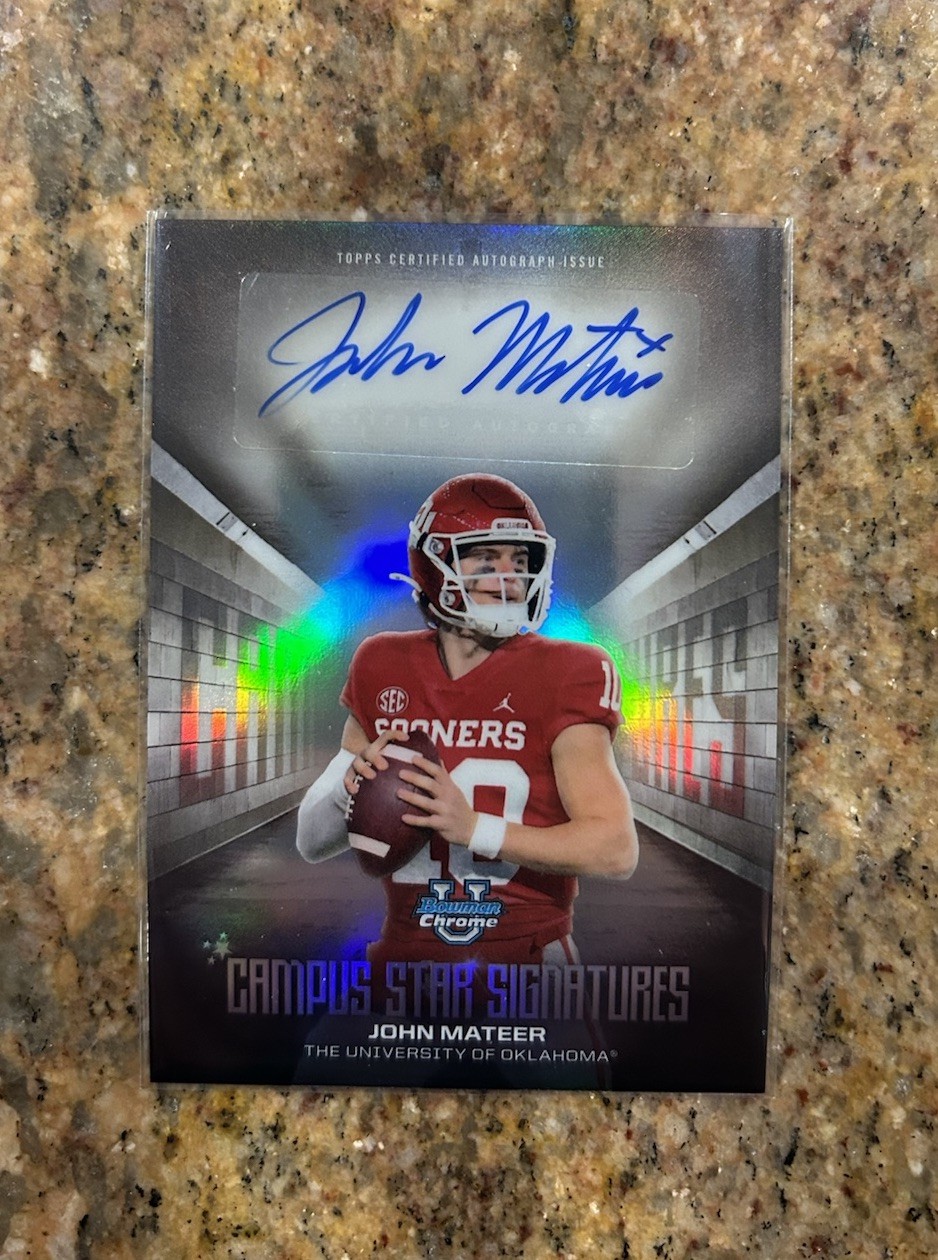 2025 Bowman U Chrome John Mateer Campus Star Auto RC #CSS-JM Oklahoma