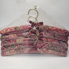 Lot Of 5 Padded Clothes Hangers Floral Tapestry Burgundy Red Elegant