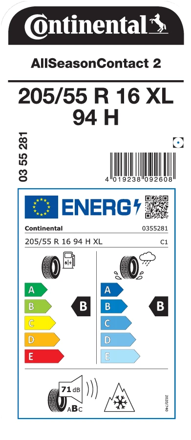 Continental AllSeasonContact 2 205/55 R16 94H XL M+S Ganzjahresreifen - Bild 2 von 2