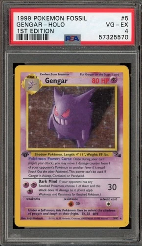 Pokemon Gengar Fossil 1st Edition Holo Rare #5 PSA 4