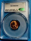 1955-D 1c Lincoln Wheat Cent CAC MS65RD Proof Like! CAC Graded! Beautiful Coin!