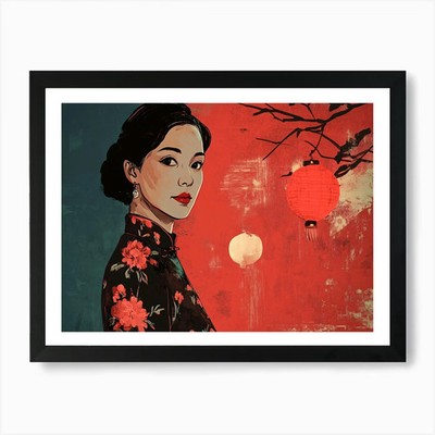 Chinesische Frau Kunstdruck gerahmt Wand gerahmt Wandbild Poster Leinwanddruck Bild