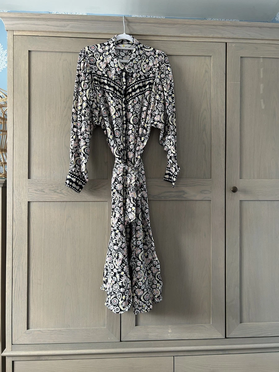 chinese dress ladies Martha Godet Maxi Shirt Dress-Blue, Kaleidoscopic Paisley