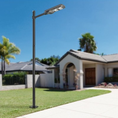 Outdoor Street Light Pole Courtyard Parking Lot Lighting Lamp Post W/Ground Cage