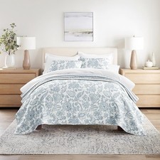 Linen Market Quilt Coverlet Set All Season Patterned Reversible Microfiber