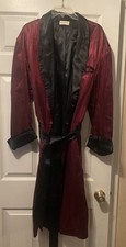 Irv Lerner  s Fashions Red Black Smoking Jacket Robe Satin Hugh Hefner