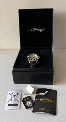 Ed Hardy Women's Watch Swarovski Elements GH-Lk7324 Stainless Steel Band In Box