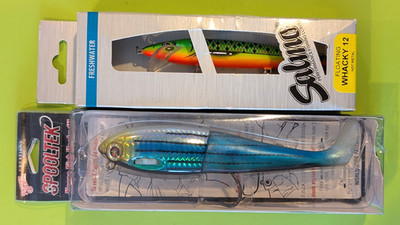 Spooltek SaltWater Swimbait, Retractable Lead Fatty 6'', and Salmo Whacky 12 Jerk
