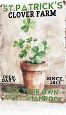 Tin Metal Sign Aluminum 8x12 St Patricks Clover Farm Green Shamrock Funny