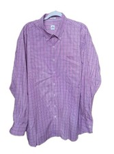 Peter Millar Shirt Mens Sz XXL 2XL Pink Plaid Button Down 100 Cotton Long Sleev