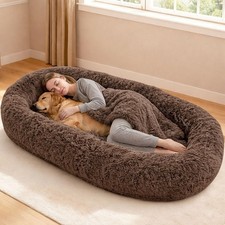 79"x44"x12.5" Human Dog Bed for Adult Faux Fur Washable Human Dog Bed Portable
