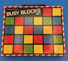 TupperToys Tupperware Toys Busy Blocks Set 30 Blocks Original Box Made USA