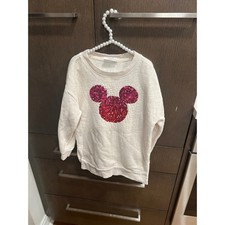 GapKids white Disney Mickey Mouse sweatshirt with pink sequins girls 6-7