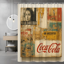 Vintage Coca-Cola Shower Curtain, Retro Wall Art Decor for Home