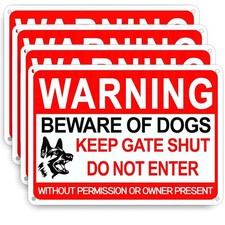 4 Pack Beware Of Dog Sign,12x8 Inches, With Reflective Material, AntiRust Alu...