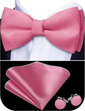 Paisley Striped Bow Tie for Men Silk Pre-Tied Bowtie Pocket Square Cufflinks Set