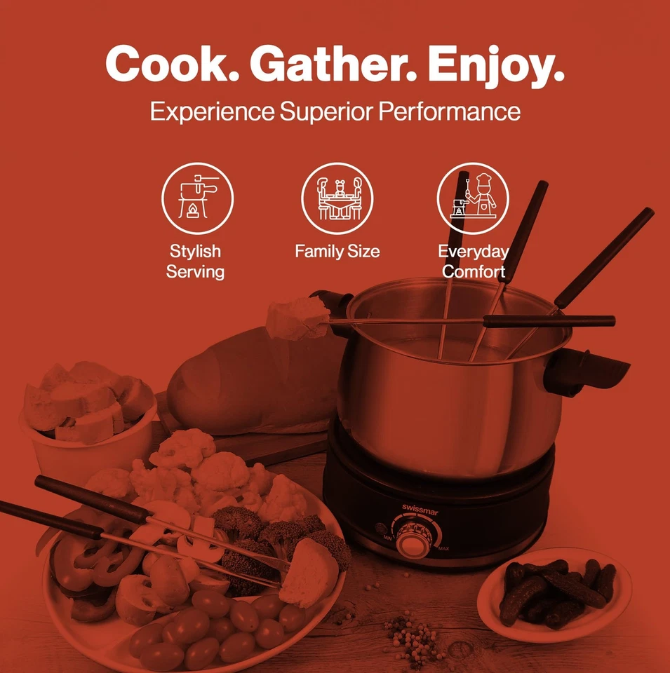 Juego de Fondue Eléctrica Arolla 10 Piezas Acero Inoxidable - Olla de Fondue Perfecta Ele... Foto 3 de 4