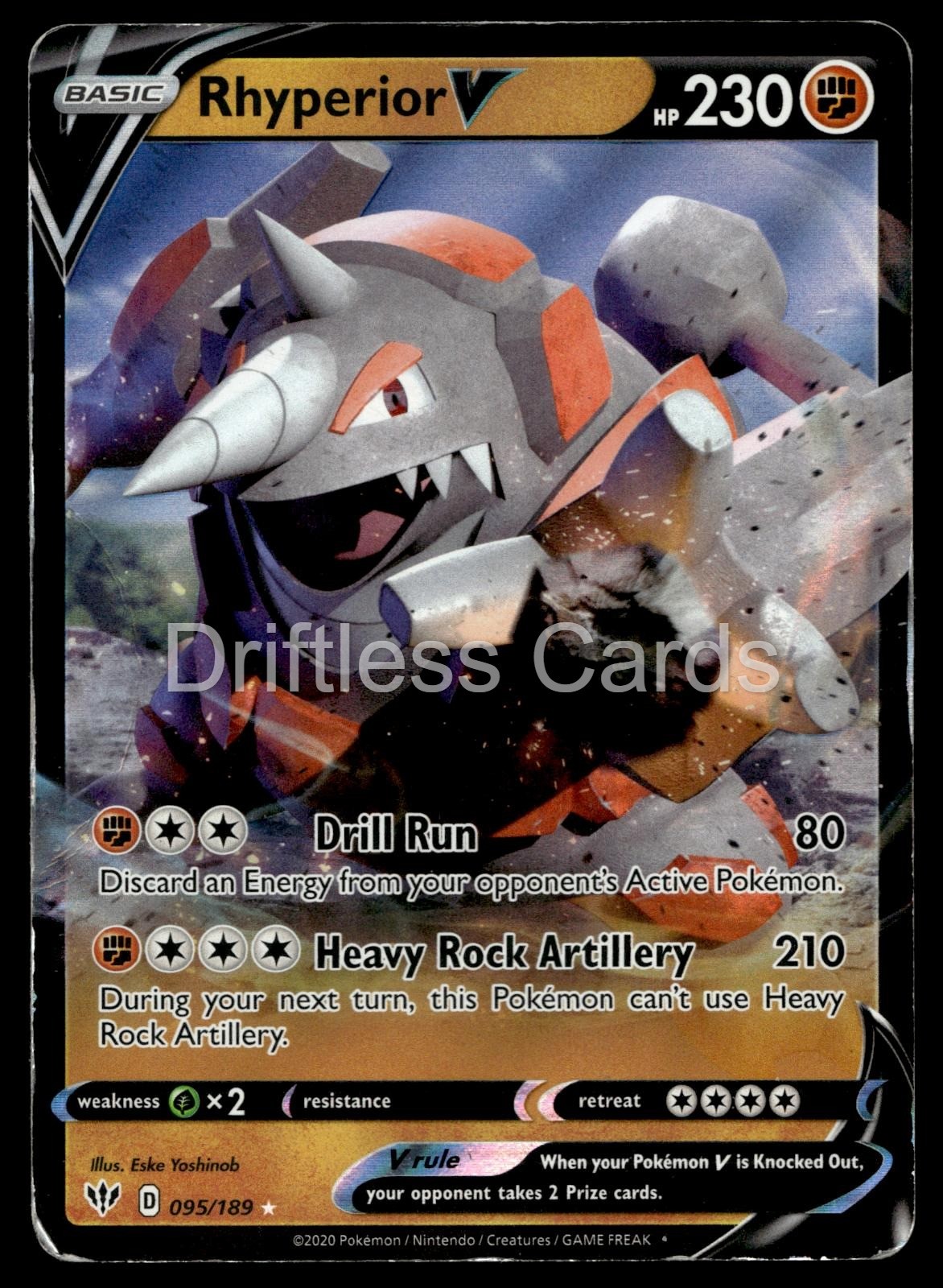 Rhyperior V 095/189 Holo V Rare Darkness Ablaze Pokemon MP