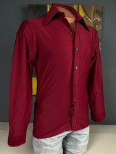 1970s Disco JCPenney Towncraft Burgandy Mens Long Sleeve Shirt Small 14.5