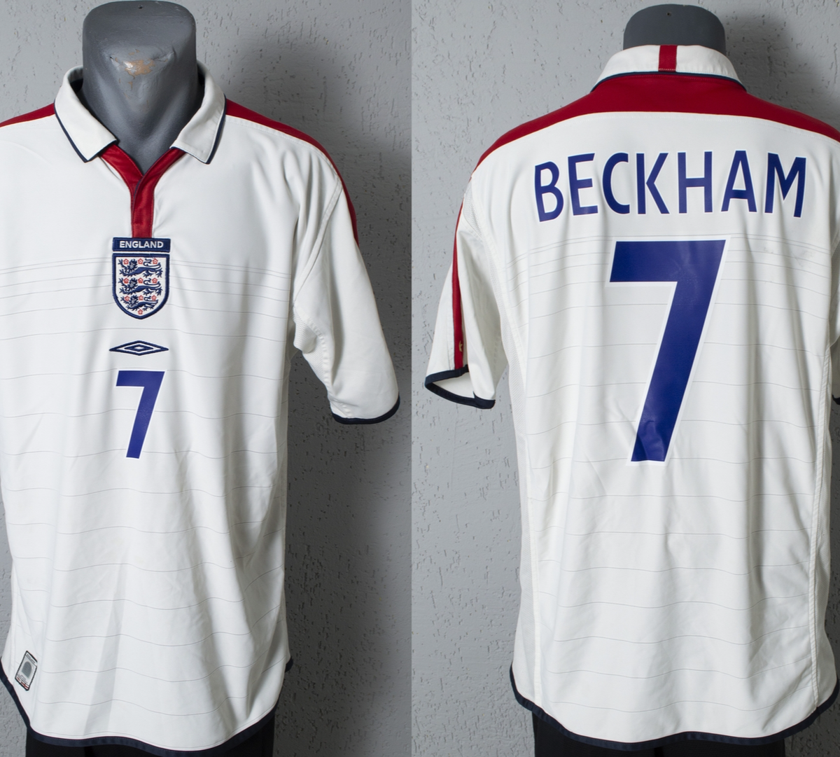 England Beckham Jersey Euro 2004 Football Mens Retro Home Shirt