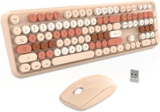 FD Wireless Keyboard and Mouse Combo  Cute Colorful Keyboard and Mouse with 2.4