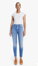 Mother Denim High Waisted Looker Ankle Fray Distressed Sz 27 Jeans Dropping Out