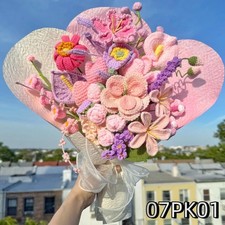 Pink Crochet Flower Bouquet Handmade Birthday Gift for Mom Keepsake Flowers