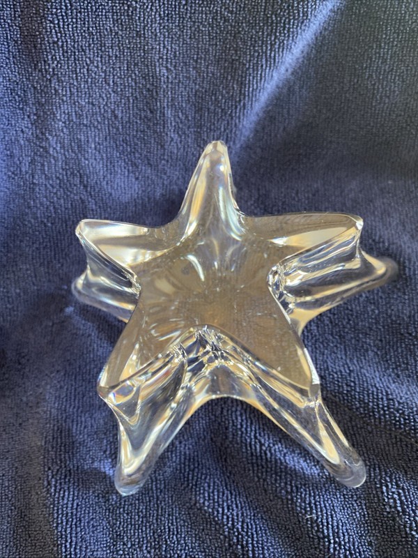 Daum France Vintage Crystal Star Paperweight - Signed Etoile Sculpture 5”
