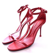 Alexander McQueen Red Stiletto Harness Sandals 37.5 US 7.5 Excel Cond
