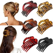 6 PCS Flat Hair Clips for Women, Large French Flat Claw Clips Assorted Dark
