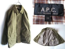 A.P.C. Woman M Made In Romania Cotton Twill Check Lining Military Jacket Limited