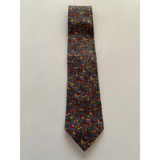 Robert Stock Mens Silk Necktie Green Floral Botanical Print Made in USA 57x3.75