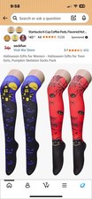 halloween womens socks knee high red pumkins purple black haunted house