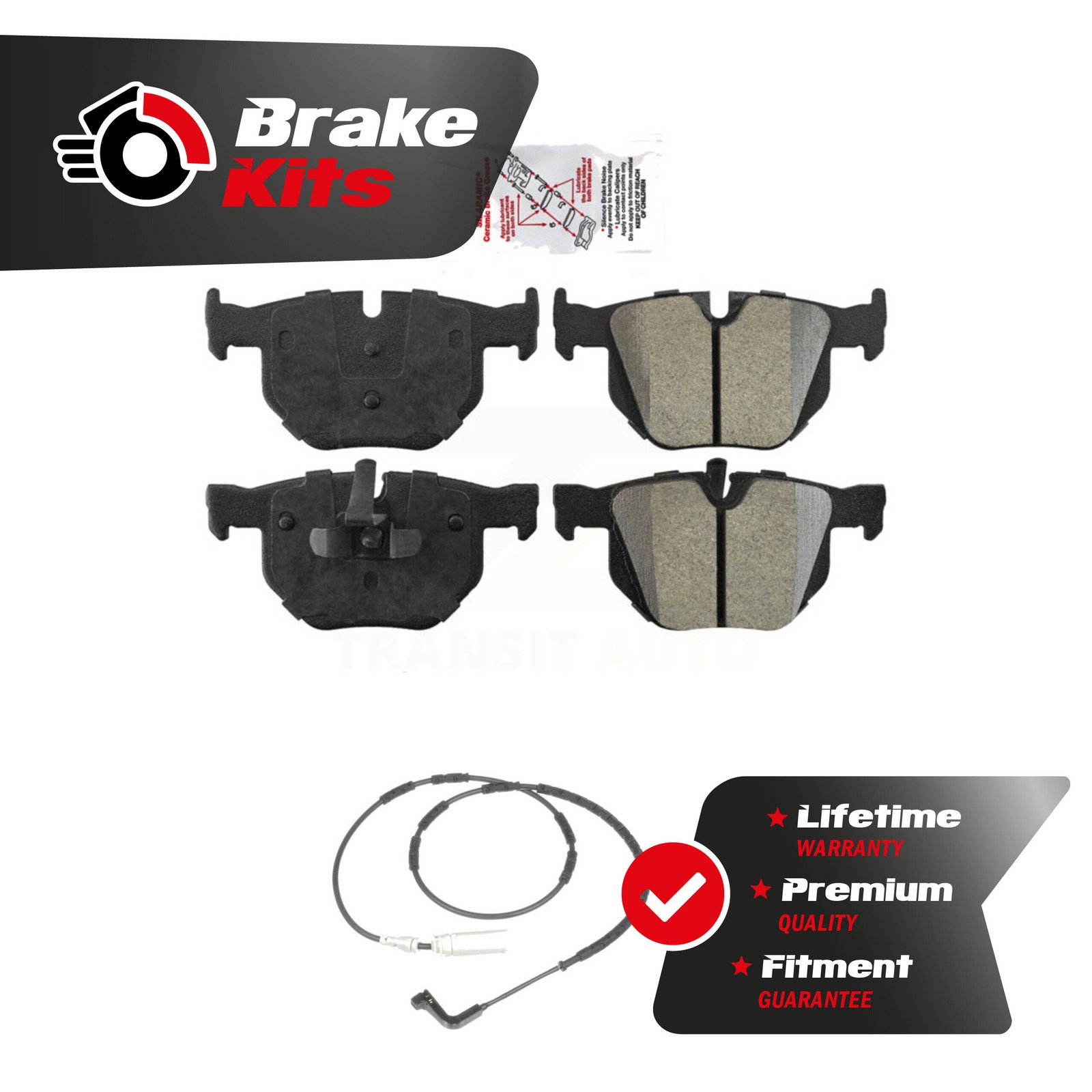 Rear Ceramic Disc Brake Pads And Wear Sensors Kit For 2007-2010 BMW 335i