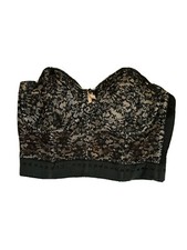 Vintage 60s Dark Romantic Whimsigoth Corset Bustier Top Womens 38B Black Lace