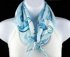 Blue Dolphin Women's Animal Porpoise Scarf Square Scarfs Fashion Blue Scarves 