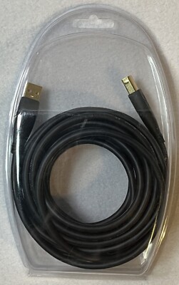 16' USB 2.0 Printer Type Cable - A-Male to B-Male - Black