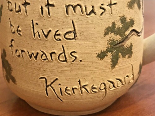 Etta Satter Stoneware Mug Literary Quote Kierkegaard 12 oz - Studio Art Pottery - Picture 7 of 11