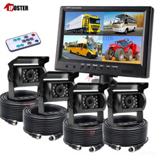 9" QUAD SPLIT MONITOR SCREEN REAR VIEW BACK UP CAMERA SYSTEM FOR BUS TRUCK RV AG