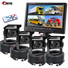 9" QUAD SPLIT MONITOR SCREEN REAR VIEW BACK UP CAMERA SYSTEM FOR BUS TRUCK RV AG