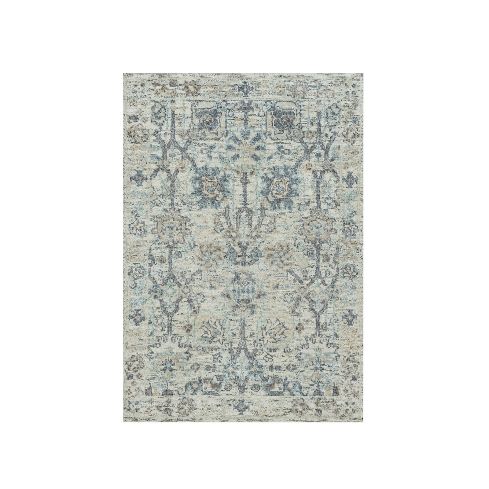 Florero Tebraz marfil 2'x3'1" granada seda y lana alfombra anudada a mano R90253