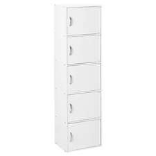 Hodedah 5 Shelf Home & Office Enclosed Storage Cabinet, White (Used)