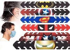  6pc Face Mask Ear Saver Strap Extender Superhero Holder Leather Kids Adult New