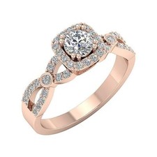14K Solid Gold I1 G 1.00 Carat Round Diamond Designer Solitaire Halo Ring 8.10MM