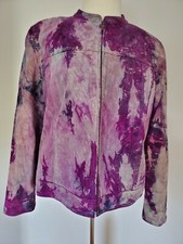 Suede Leather Bomber Jacket Coat Pink Navy Purple 8 10 12 14 Gray Black Dyed Red